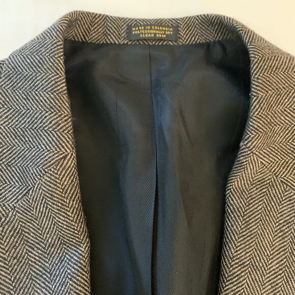 Oscar de la Renta Men’s Brown Herringbone Sport Coat Suit Jacket Blazer Sz 42S - Picture 10 of 13